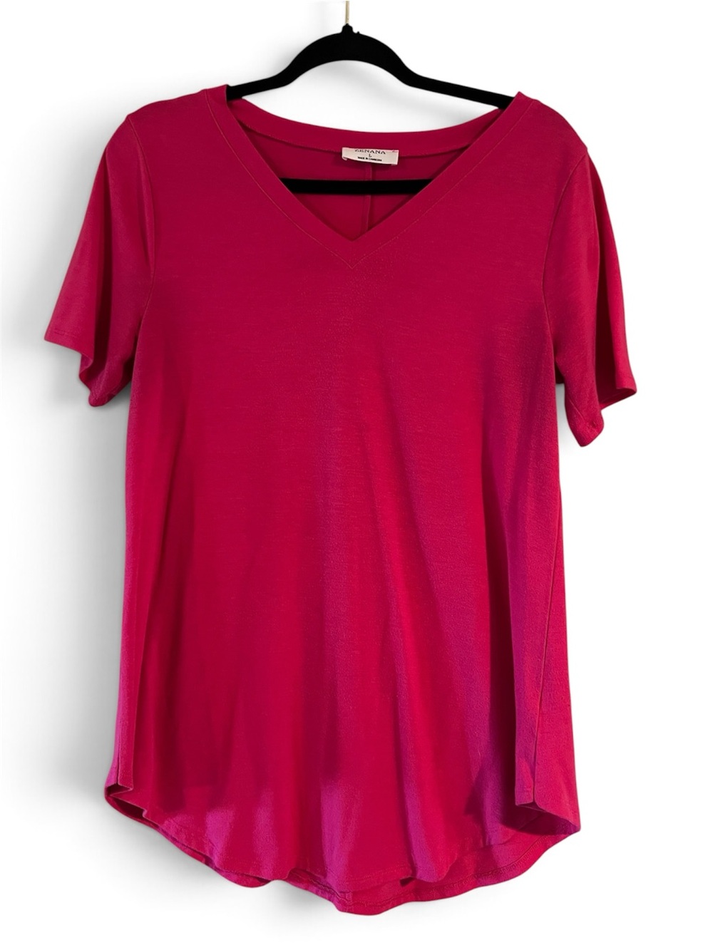 Women's V-Neck Short Sleeve Top - Bright Pink